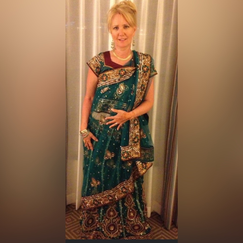 Beautiful emerald green saree.